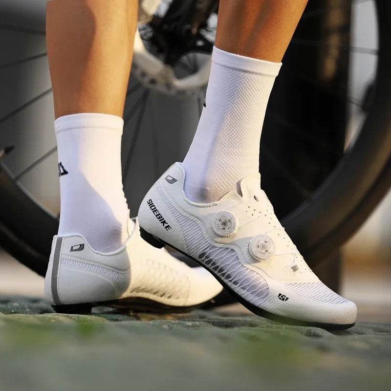 Sidebike ultralight 14 level hardness carbon fiber shoes road bike professional self-locking cleats cycling shoes breathing - KICKSTART