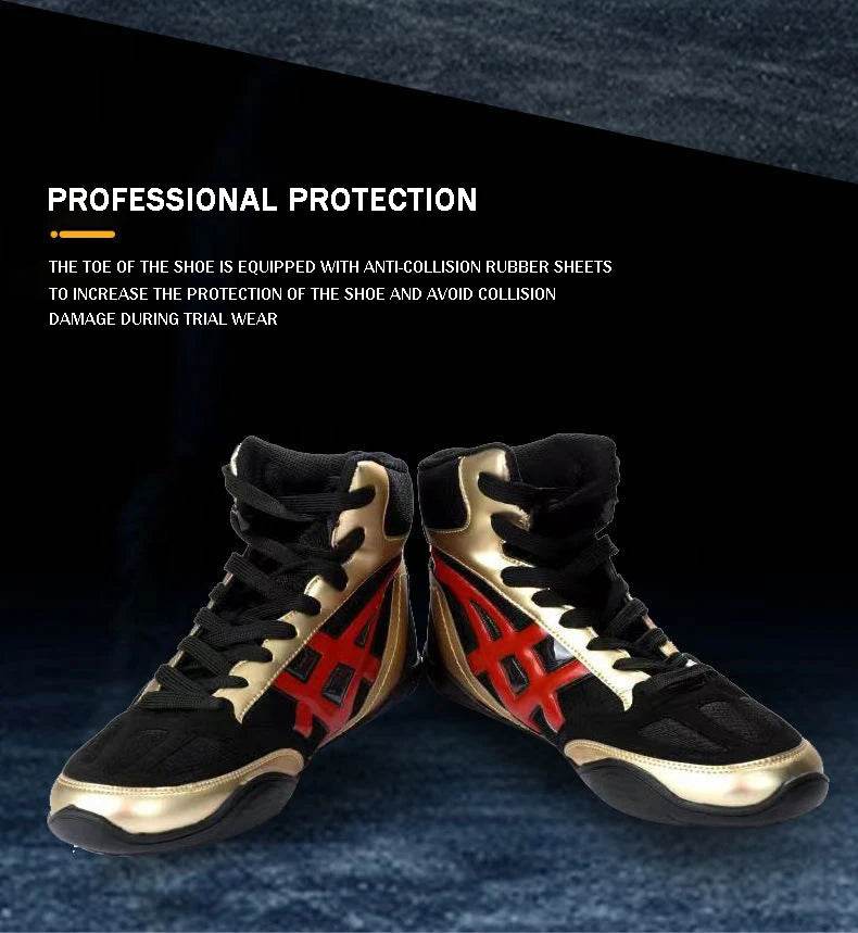 Mid Cut Mens Pro Boxing Boots Size 32-45 Breathable Non Slip Women Lace Sanda Wrestling Shoes Student Fighting Training Shoes - KICKSTART