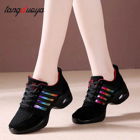 Dance sneakers for woman jazz shoes mesh Modern Outsole Dance Sneakers Breathable Lightweight Dancing fitness shoes for women - KICKSTART