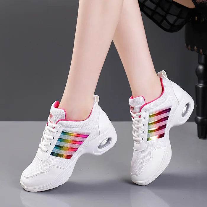 Dance sneakers for woman jazz shoes mesh Modern Outsole Dance Sneakers Breathable Lightweight Dancing fitness shoes for women - KICKSTART