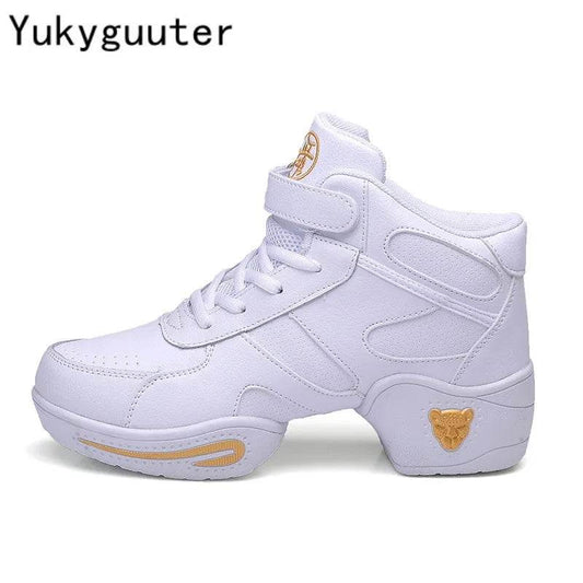 Dance Shoes Woman Ladies Modern Soft Outsole Jazz Sneakers Leather Breathable Lightweight Female Dancing Fitness Sport - KICKSTART