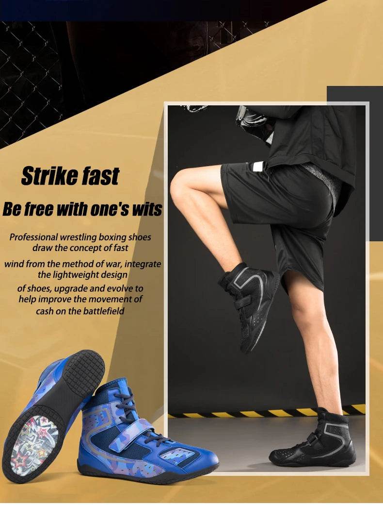 Professional Wrestling Shoes Youth Mesh Breathable and Anti Slip Boxing Wrestling Fighting Sports Shoes Fitness Training Shoes - KICKSTART