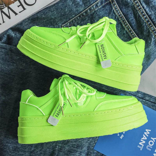 New Fashion Green Skateboard Shoes for Men Comfy Height-increasing Platform Shoes Men Non-slip Sports Shoes Zapatillas De Skate - KICKSTART