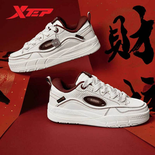 Xtep Low Skateboarding Shoes for Women 2025 Spring Thick Sole Heightening Breathable Lightweight Retro Sneakers 875118310017 - KICKSTART