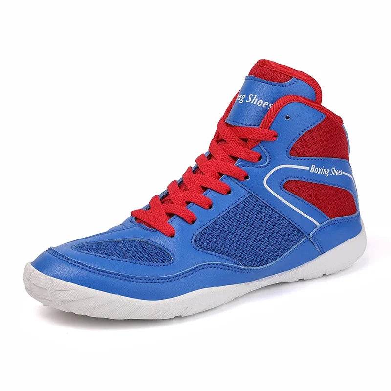 Professional Wrestling Shoes for Men Lightweight Red and Blue Sport Sneakers for Boxing and Training Outdoors Large Size - KICKSTART