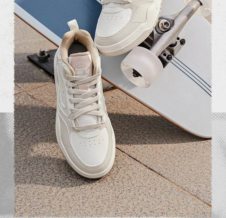 361 Degrees Women Skateboard Shoes New Leather Retro High-top Casual Fashion Water-repellent Non-slip Female Sneakers 682436623 - KICKSTART