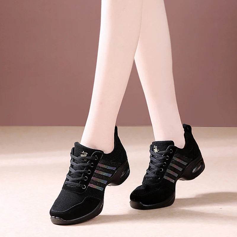 Dance Sneakers for Woman Jazz Shoes Mesh Modern Outsole Dance Sneakers Breathable Lightweight Dancing Fitness Shoes for Women - KICKSTART