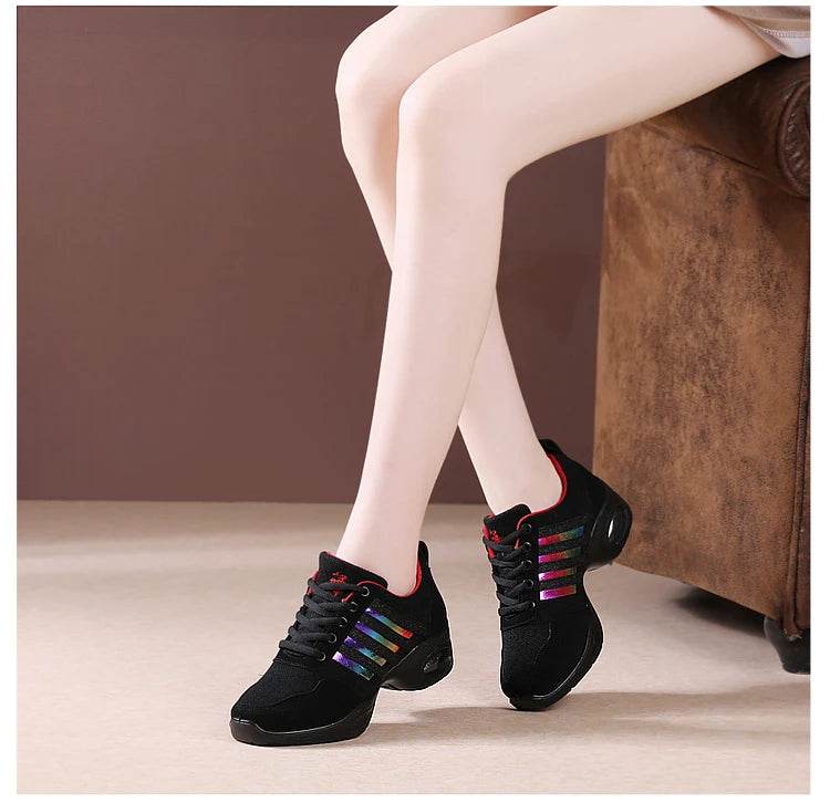 Dance sneakers for woman jazz shoes mesh Modern Outsole Dance Sneakers Breathable Lightweight Dancing fitness shoes for women - KICKSTART