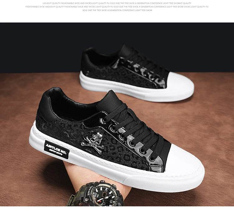 Hot Sale Fashion Skateboard Shoes Men Luxury Silver Sneakers Designer Skate Sneakers Men Flats Leather Casual Men Shoes 2023 - KICKSTART