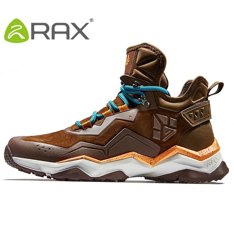 RAX Men Hiking Shoes Mid-top Waterproof Outdoor Sneaker Men Leather Trekking Boots Trail Camping Climbing Hunting Sneakers Women - KICKSTART