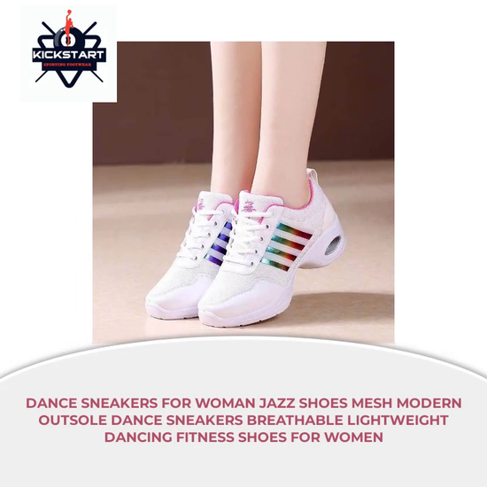 Dance Sneakers for Woman Jazz Shoes Mesh Modern Outsole Dance Sneakers Breathable Lightweight Dancing Fitness Shoes for Women by@Outfy