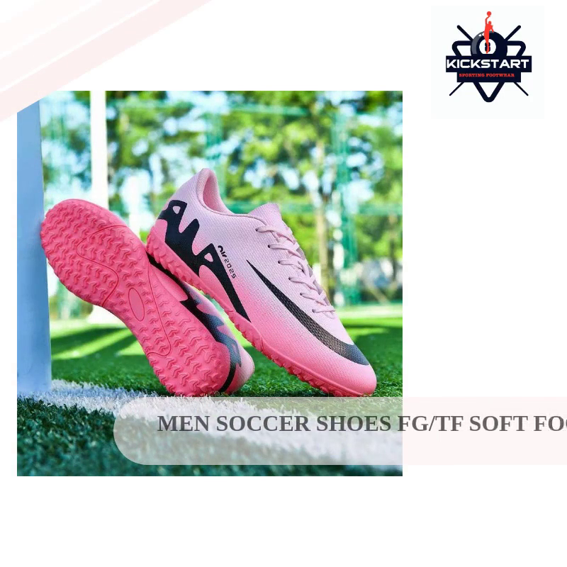 Men Soccer Shoes FG/TF Soft Football Sneakers Breathable Non-Slip Cleats Grass Trainers Outdoor Low Top Running Sport Footwear by@Outfy