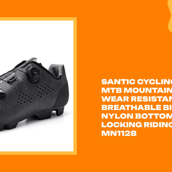 Santic Cycling Shoes MTB Mountain Bike Wear Resistant Breathable Bicycle Nylon Bottom Self-Locking Riding Shoes MN1128 by@Outfy